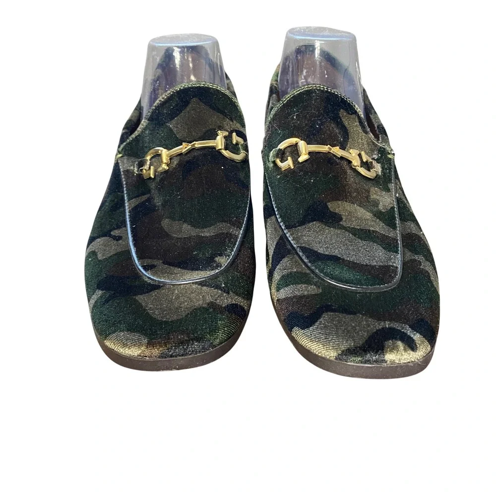 Guess Mens Camouflage Velvet Horsebit Loafer Green Brown Camo‎ Slip On Shoe 10